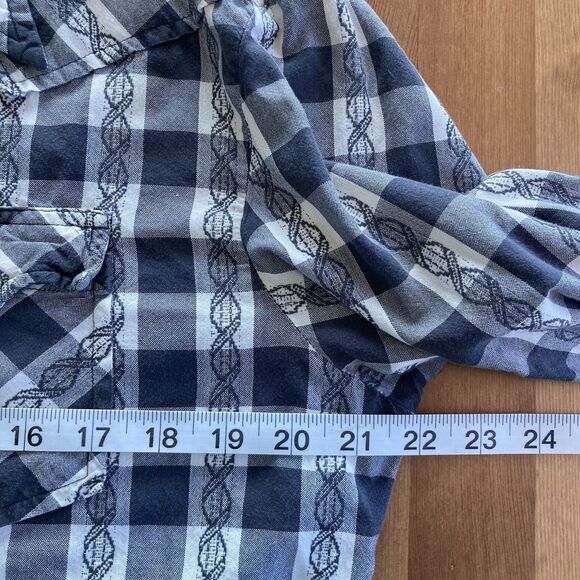 Vintage Diesel Button Down Shirt Western Snap Black Plaid Long Sleeve Medium - Picture 9 of 10